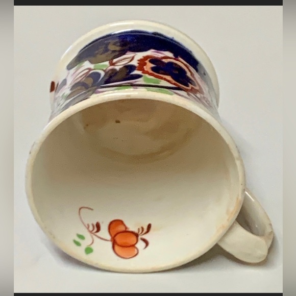 1800s Vintage Gaudy Welsh Pink Copper Lustre Sunflower Pattern Child’s Cup - Picture 8 of 10